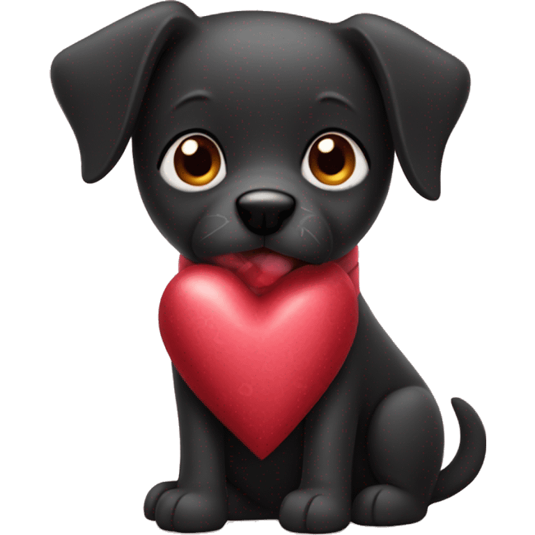 Black dog wrapped in valentine   emoji