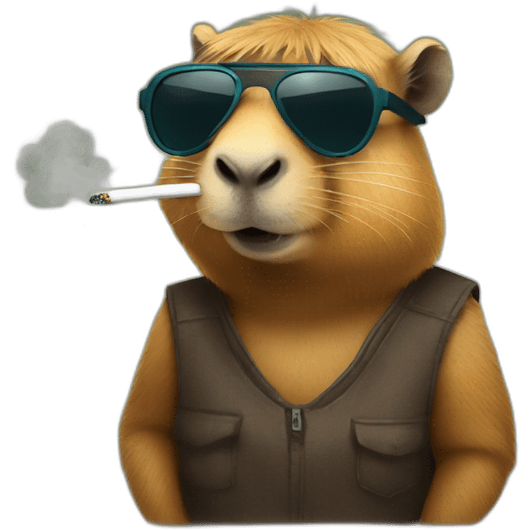 Capybara with cigarette and shades emoji