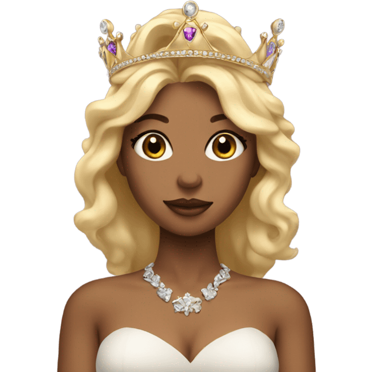 Blonde girl with crown and makeup emoji