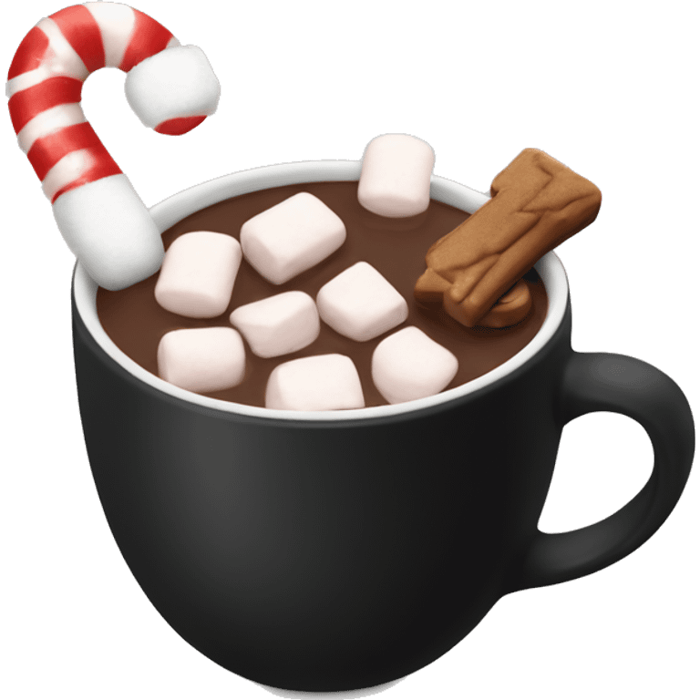 christmas black colour cup with hot chocolate and marshmallows with more Christmas details in the cup emoji