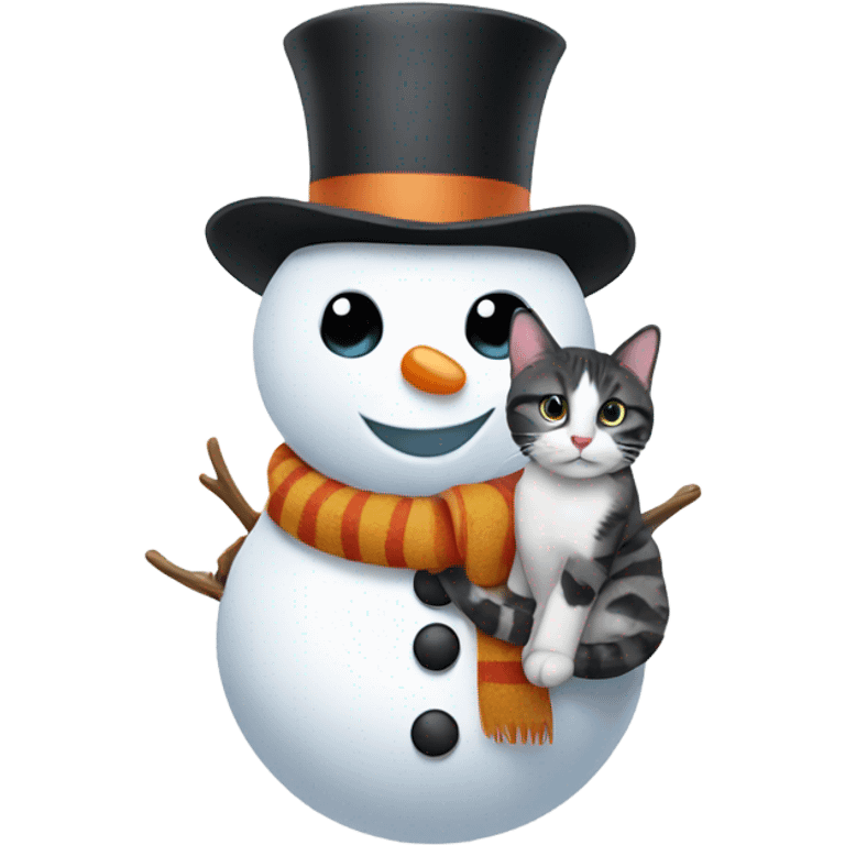 Snowman holding a cat emoji