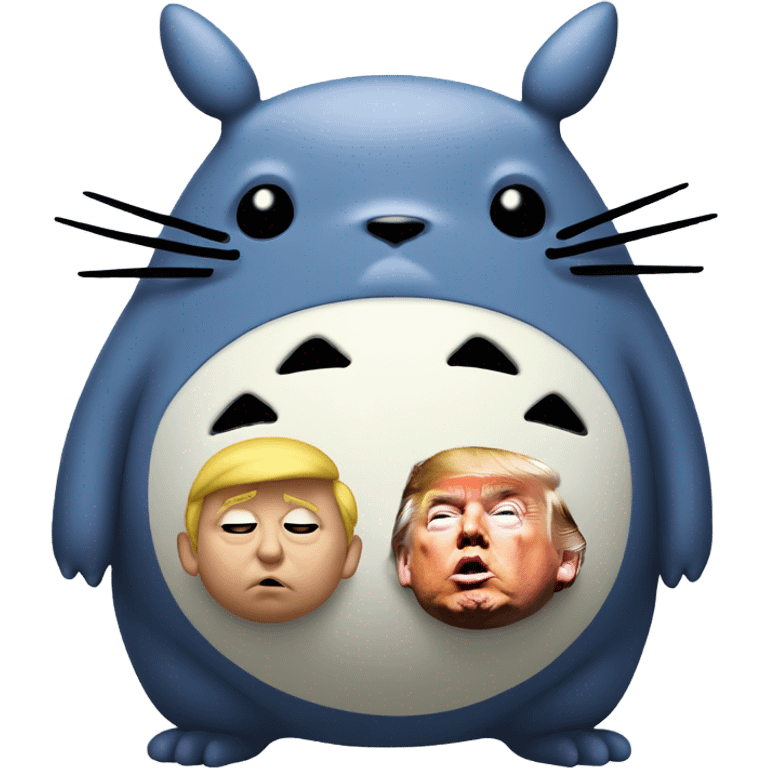 Photo realistic Donald Trump, kissing Totoro at the beach by the pool emoji