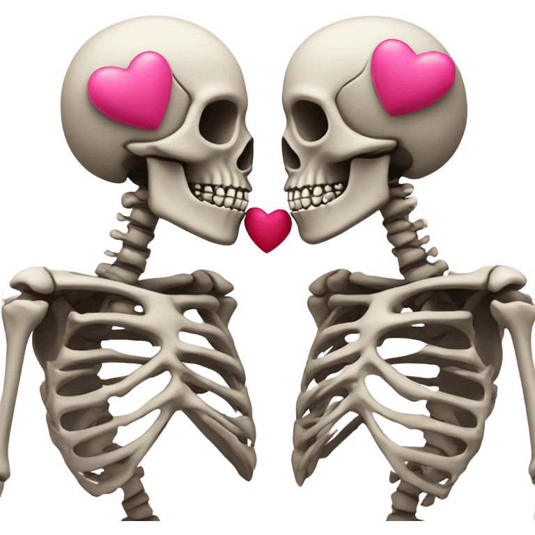 Skeleton kissing another skeleton with pink hearts  emoji