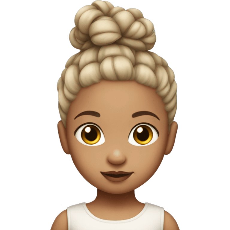 Baby girl with her hair tied up in a bun and she has white skin emoji