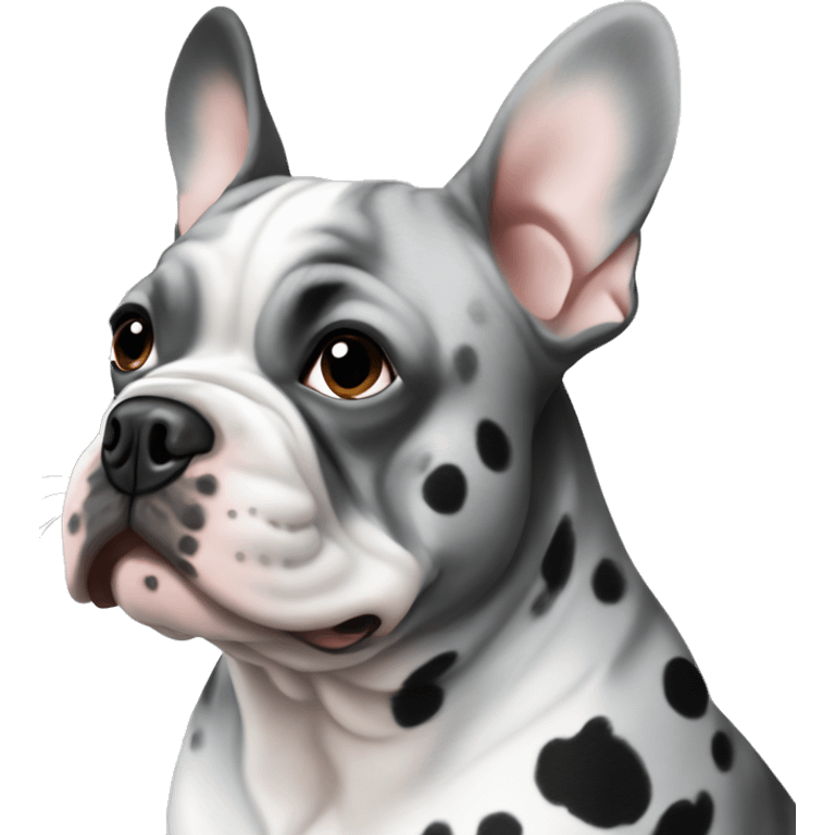 French bull dog grey black spots emoji