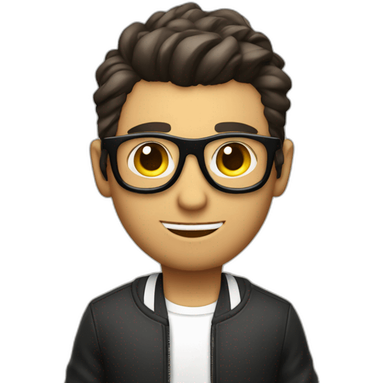 Italian guy with short hairs and black sunglasses and italian-like clothes and a malicious play boyish smirk emoji