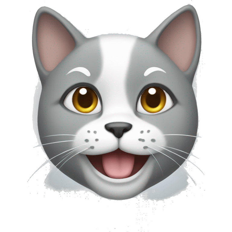 gray white cat smiling emoji