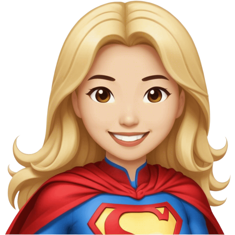 Asian superhero wife with long brown and blonde hair light skin smiling emoji