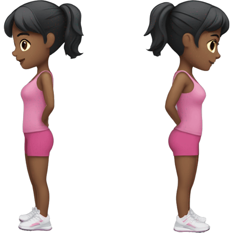 Girl with short black hair working out emoji