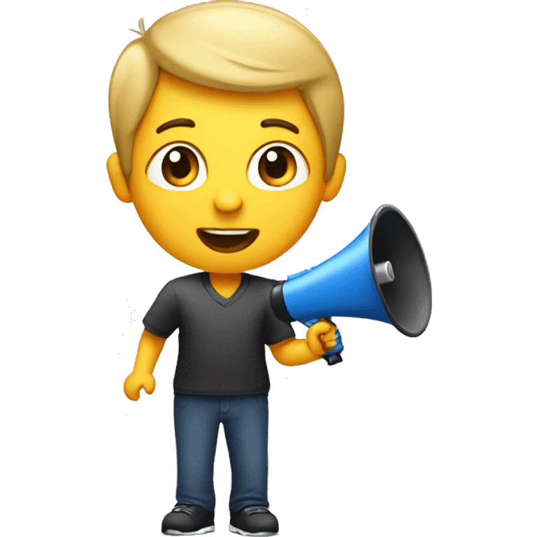 small boy spokesperson with megaphone emoji