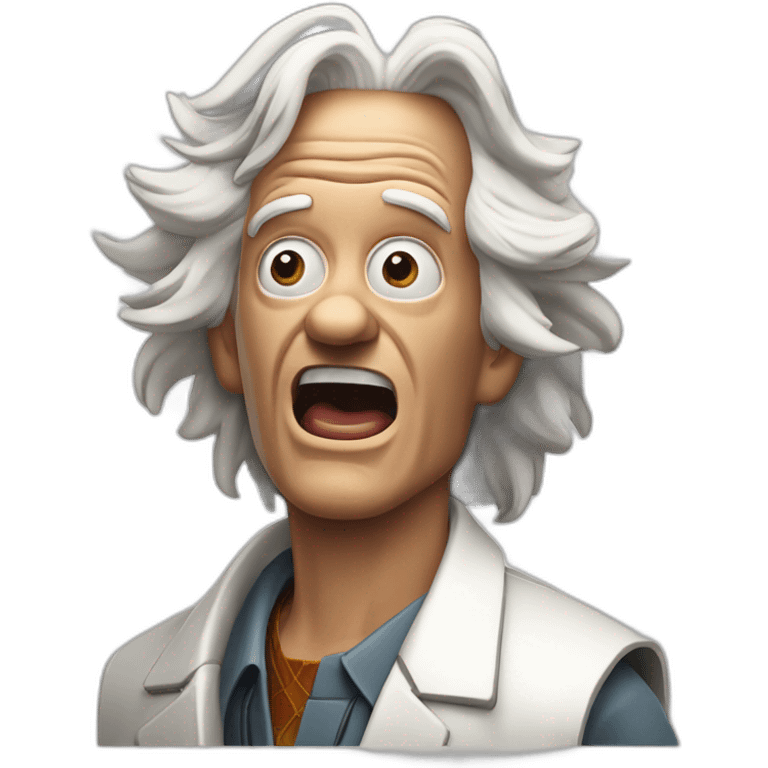 Doc brown from back to the future looking shocked and his mouth wide open. No eye-ware. emoji