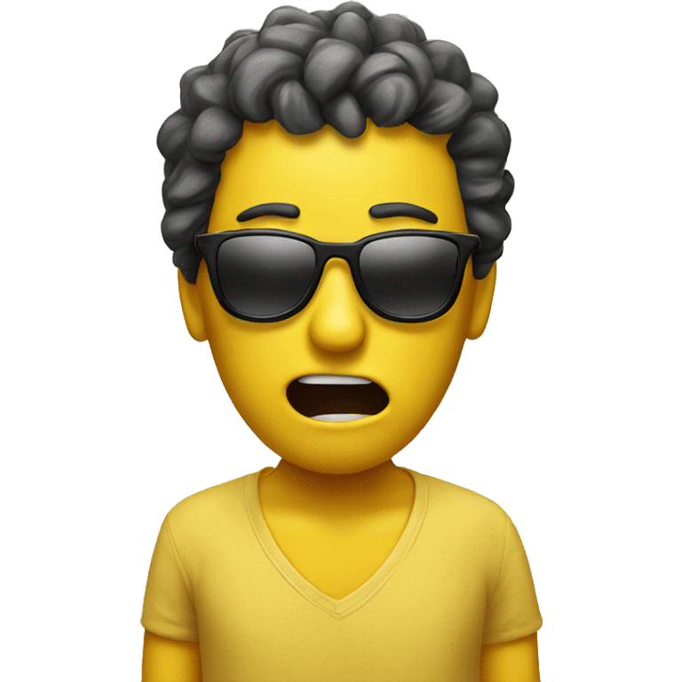 a yellow face emoji with sunglasses has shocked,  emoji