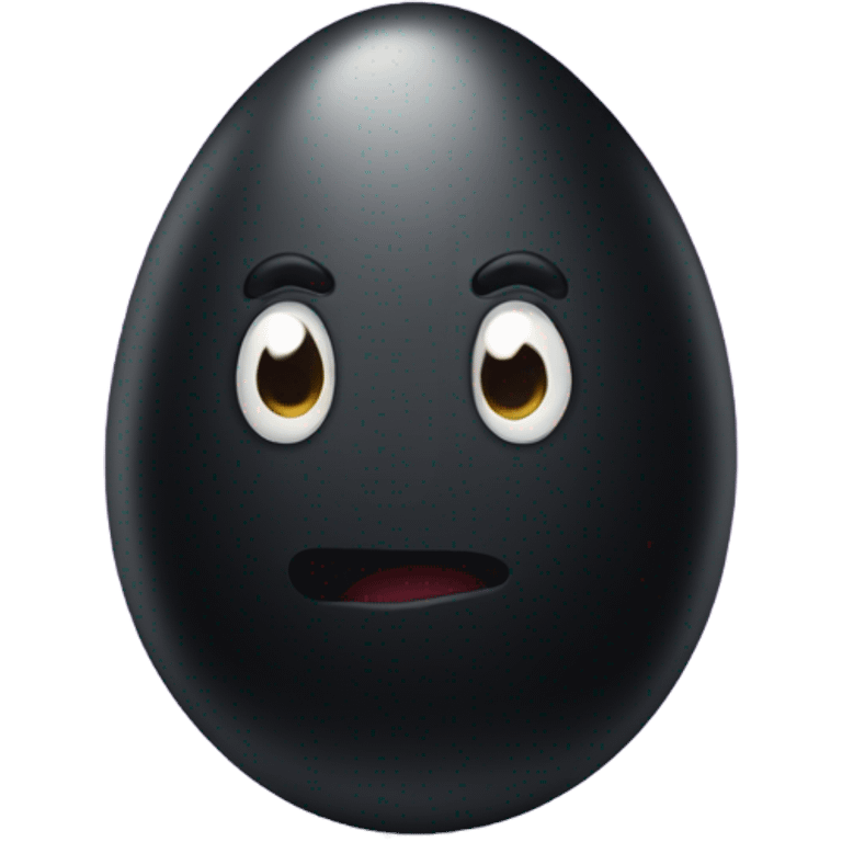 Black egg with a cute face emoji