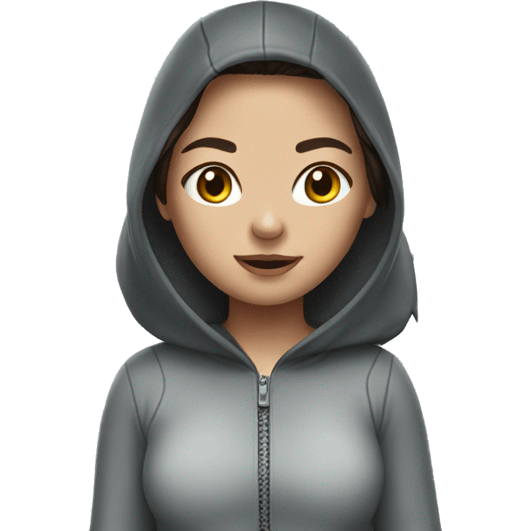 brunette girl in a shark onesie emoji