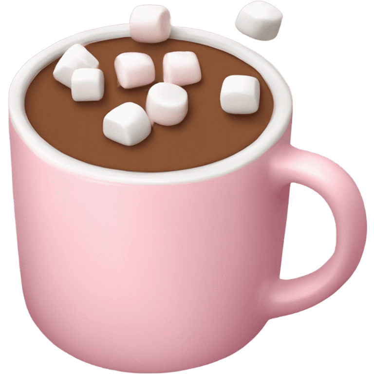 Light Pink mug of hot chocolate with marshmallows  emoji