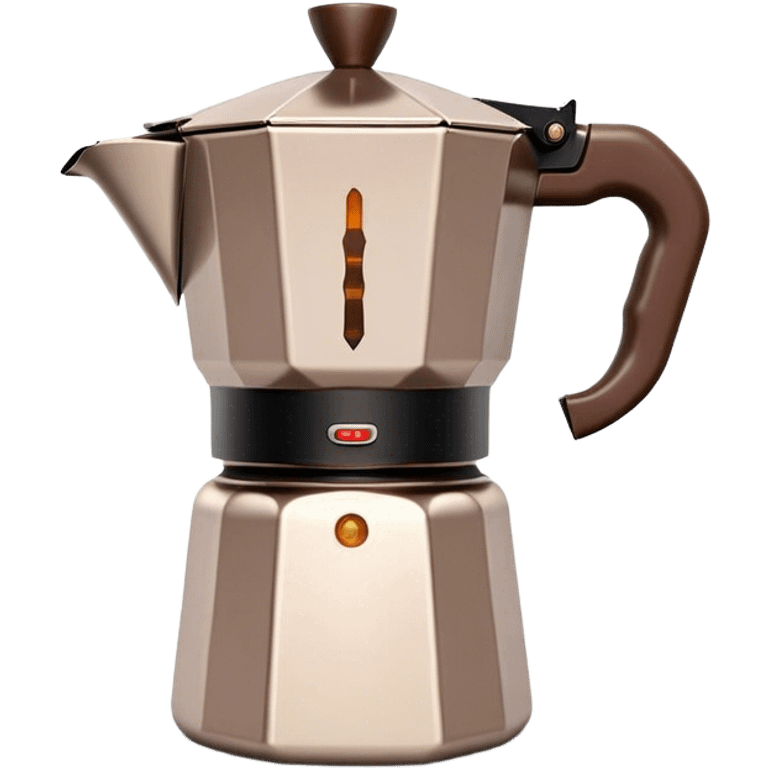 Cinematic Realistic Moka Pot Pop Culture Emoji, featuring an iconic Italian coffee maker rendered with classic charm and warm, inviting lighting. emoji