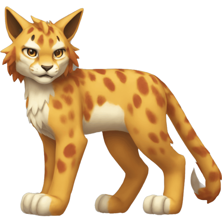 Fire-type Fakémon-Lynx full body emoji