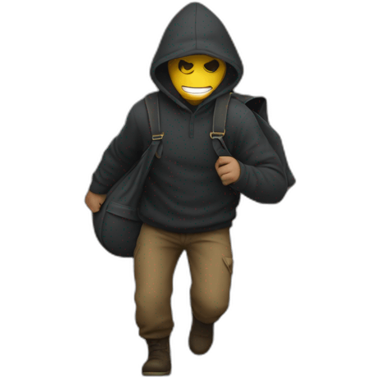 emoji of a thief carrying a bag of money on his back emoji