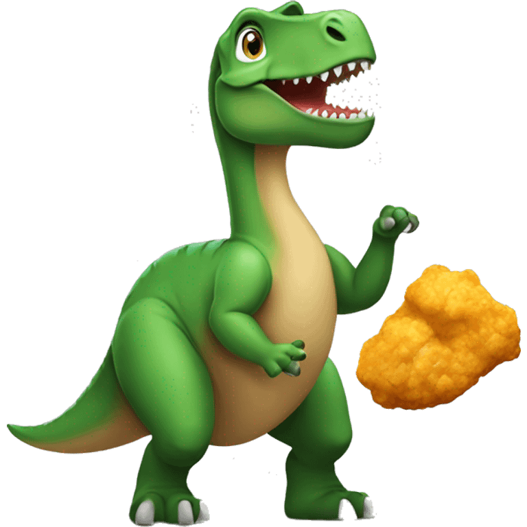 Dinosaur holding a nugget emoji