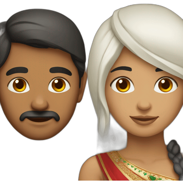 Indian man and bulgarian woman emoji