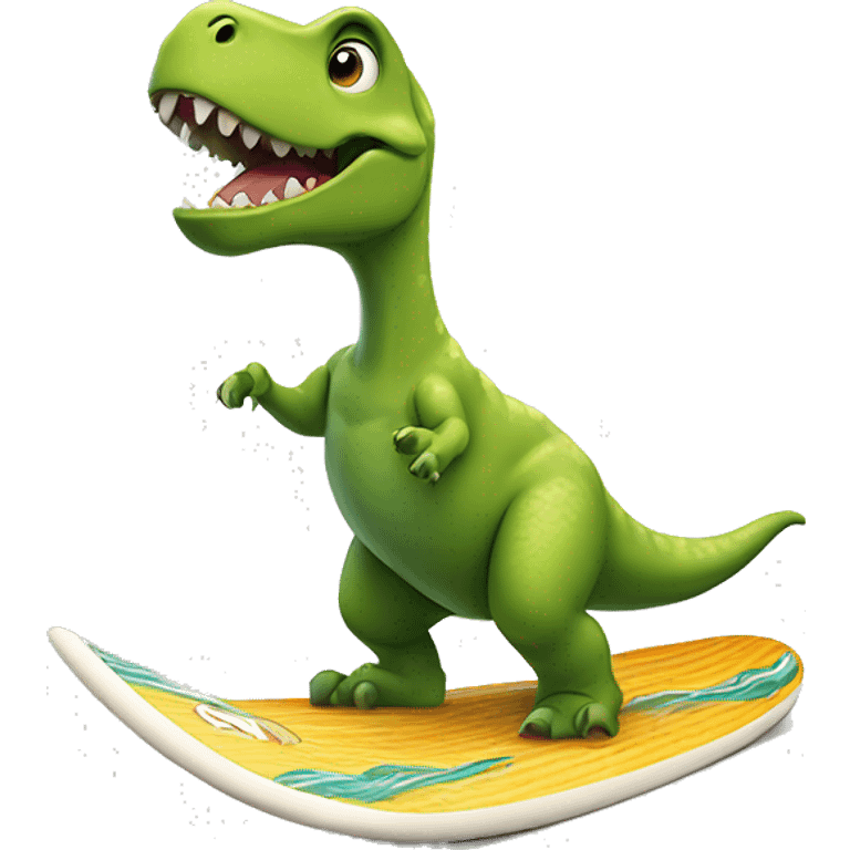 dinosaur on a surfboard emoji