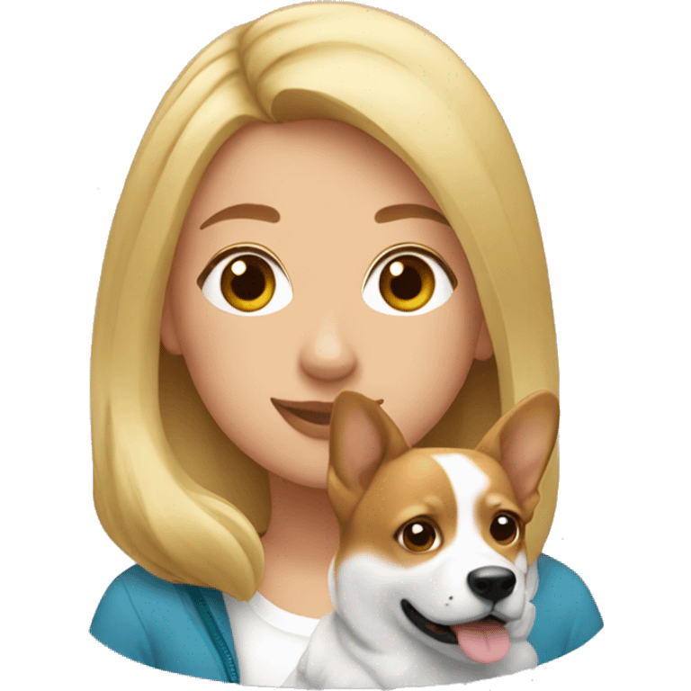 blonde girl with a corgi dog emoji