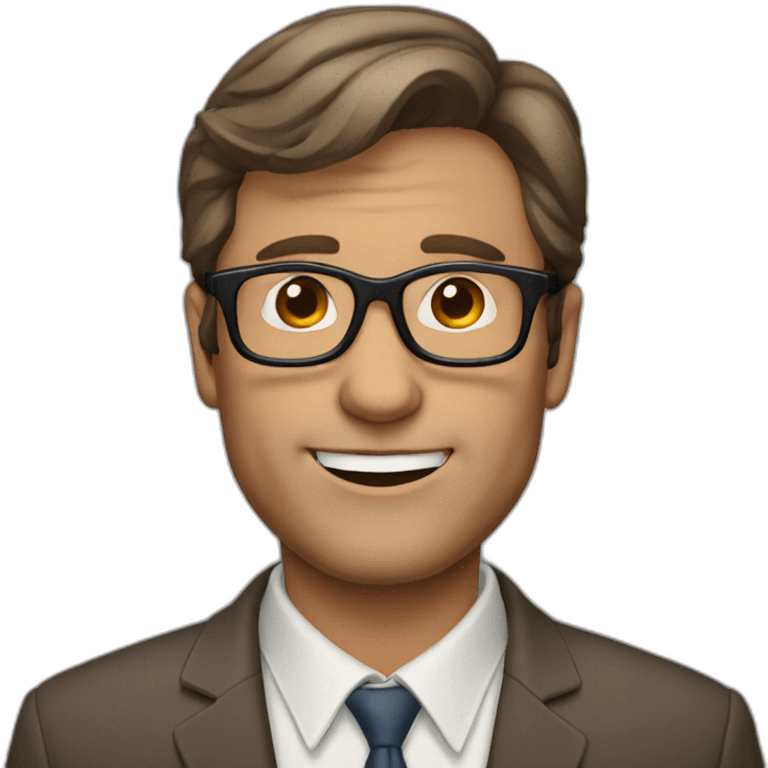 50 year brown hair and glasses man emoji