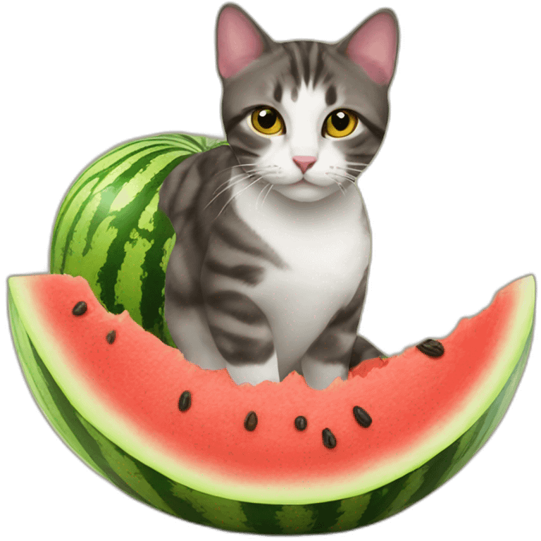 cat on a watermelon emoji