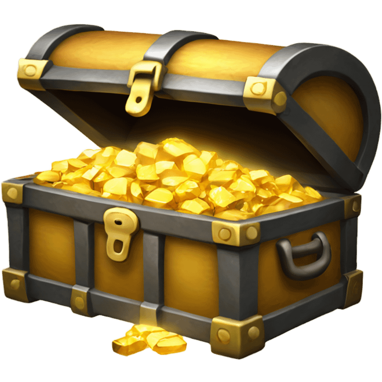 Open Treasure trunk shining with gold treasure  emoji