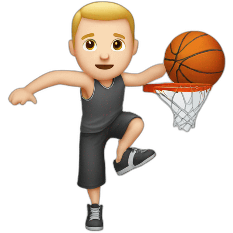 white man stuck on a basketball hoop emoji