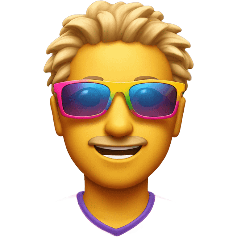 sporty sun, with sporty sunglasses, 80s style emoji