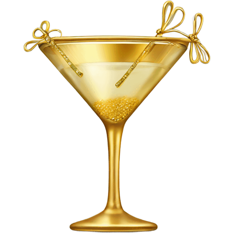 gold rimmed martini glass with tiny gold bows emoji