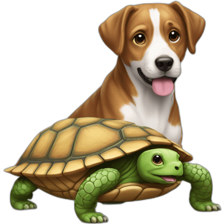 Chien sur une tortue emoji