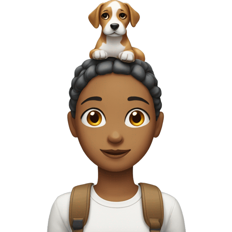 Girl with a dog on her head emoji