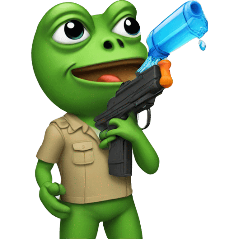 pepe with a water gun emoji