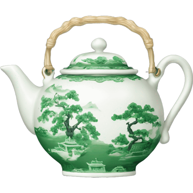 Green and white chinoiserie teapot emoji