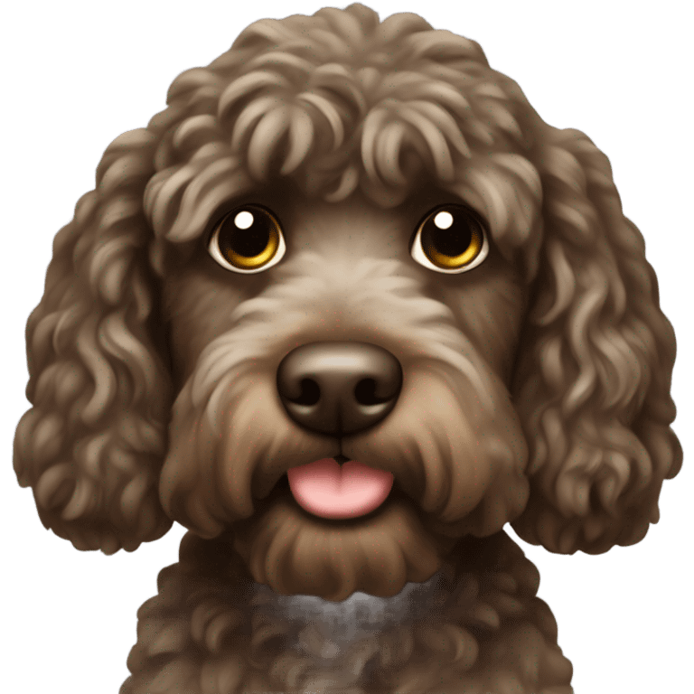 Dark brown Cockapoo driving emoji