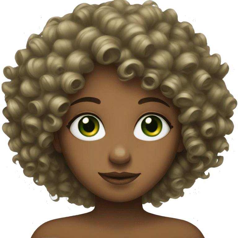 Curly girl with green eyes emoji