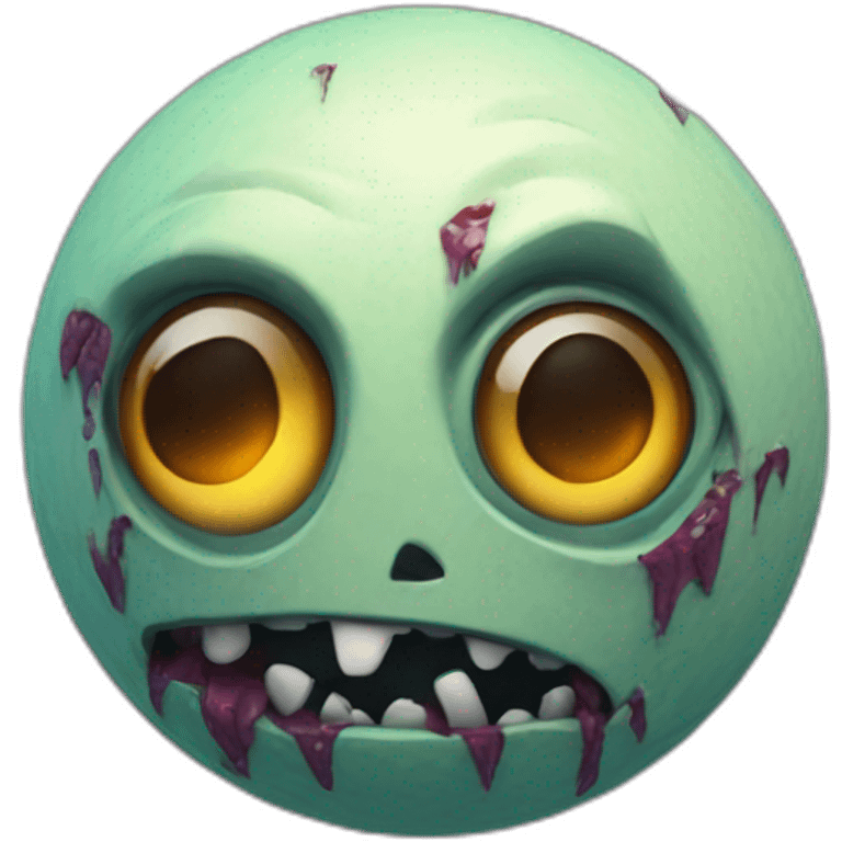 3d sphere with a cartoon Zombie skin texture with big courageous eyes emoji