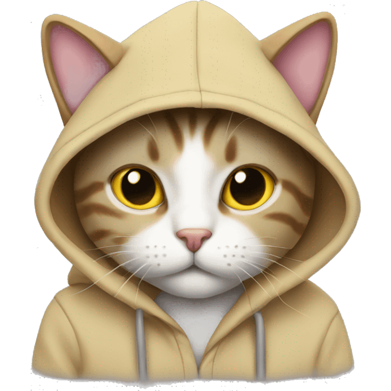 Cat wearing oversized hoodie emoji