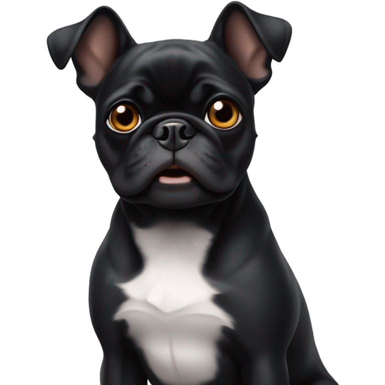 Black pug mix Boston terrier ears up emoji