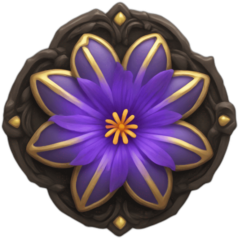 fantasy medallion in the shape of a dark flower emoji