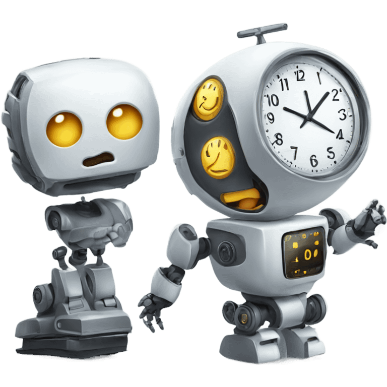 cute robot and a clock emoji