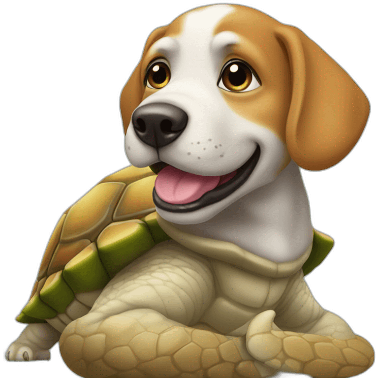 Un chien sur une tortue emoji