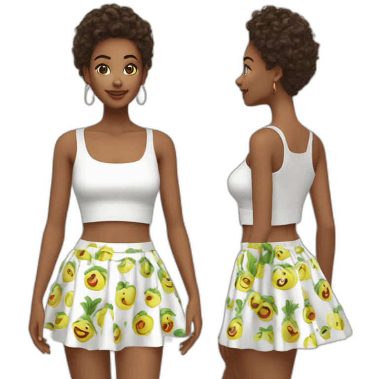 Beautiful teen crop top and skirt emoji