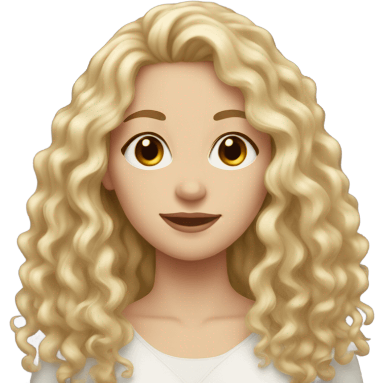 pale brown eyed woman with long blonde curly hair  emoji