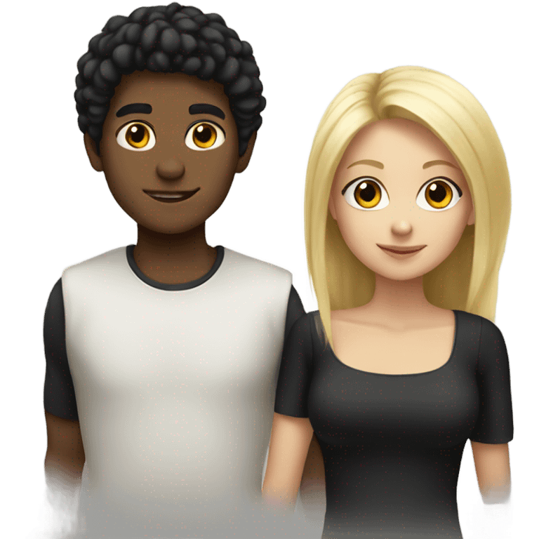 blonde boy and black haired girl  emoji