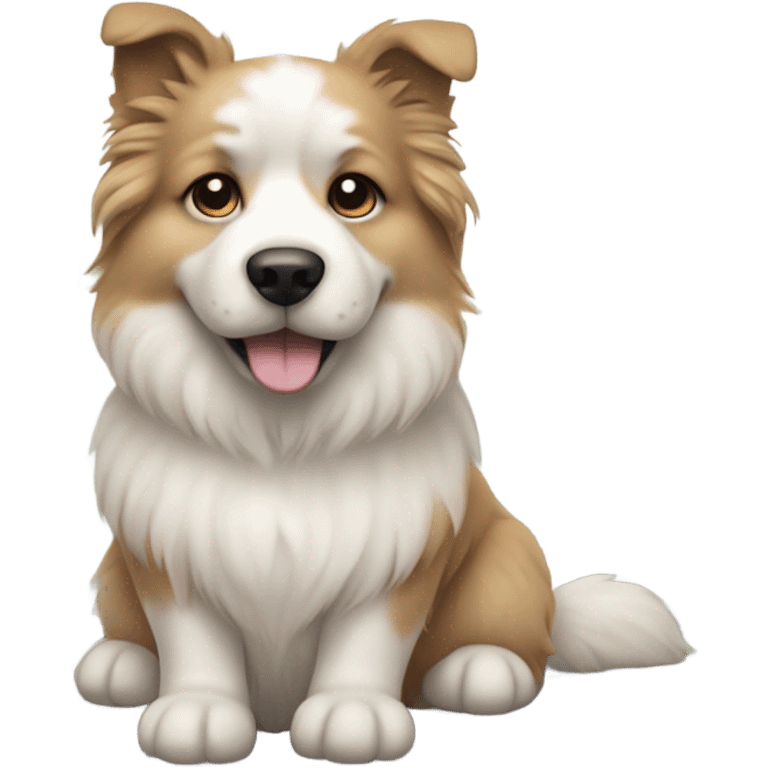 fluffy dog on tile floor emoji