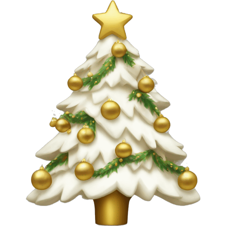 Christmas tree with white and gold decorations emoji