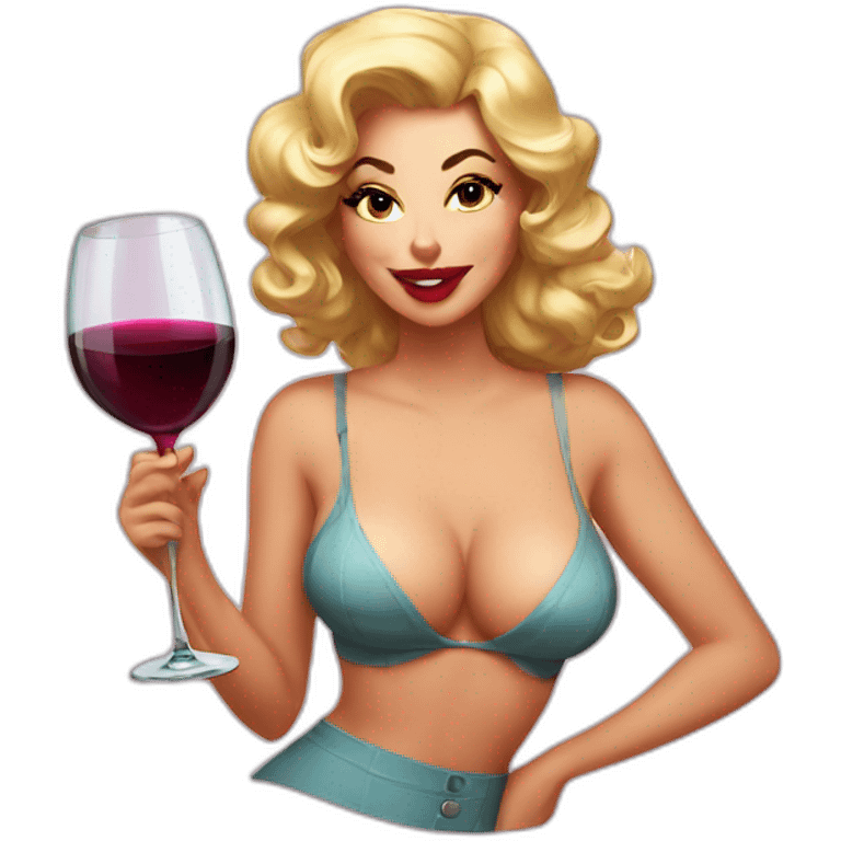 Pin-up with glass of wine emoji